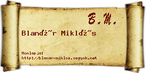 Blanár Miklós névjegykártya