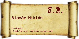 Blanár Miklós névjegykártya