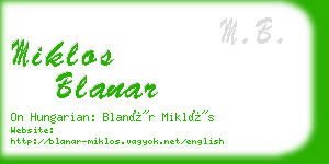 miklos blanar business card